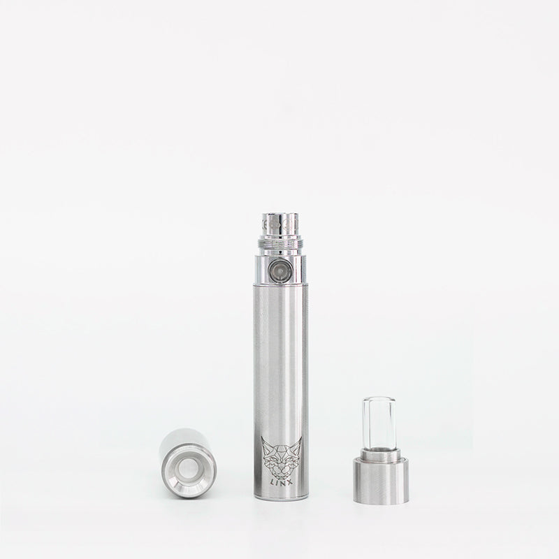 Linx Hypnos Zero Steel Concentrate Vaporizer With a 510-threaded Battery and  Ceramic Atomizer on white background